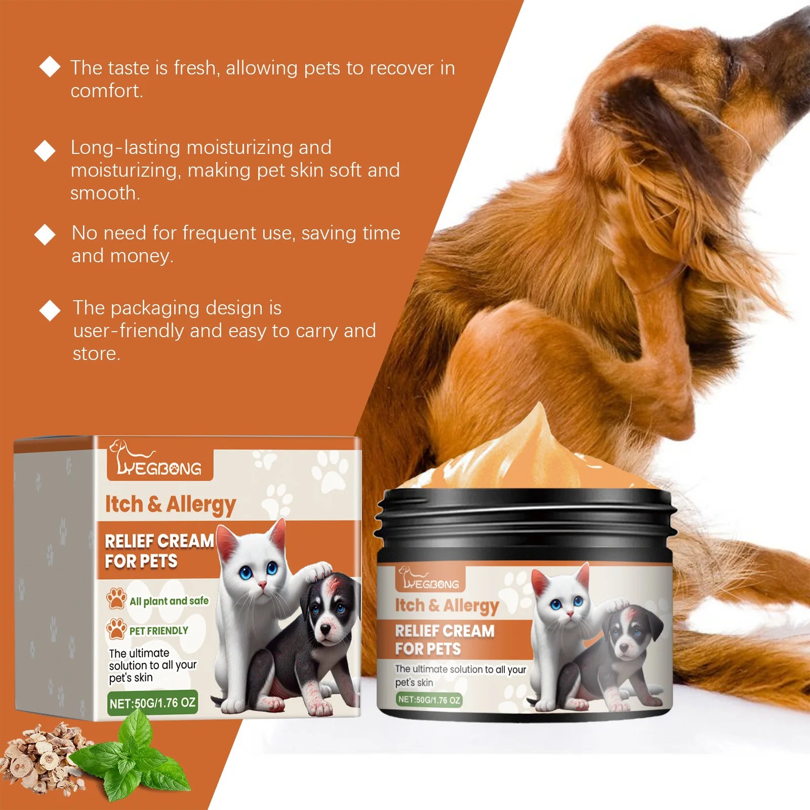 Yegbong Pet Skin Care Cream – Itch Relief & Ringworm Treatment for Dogs & Cats